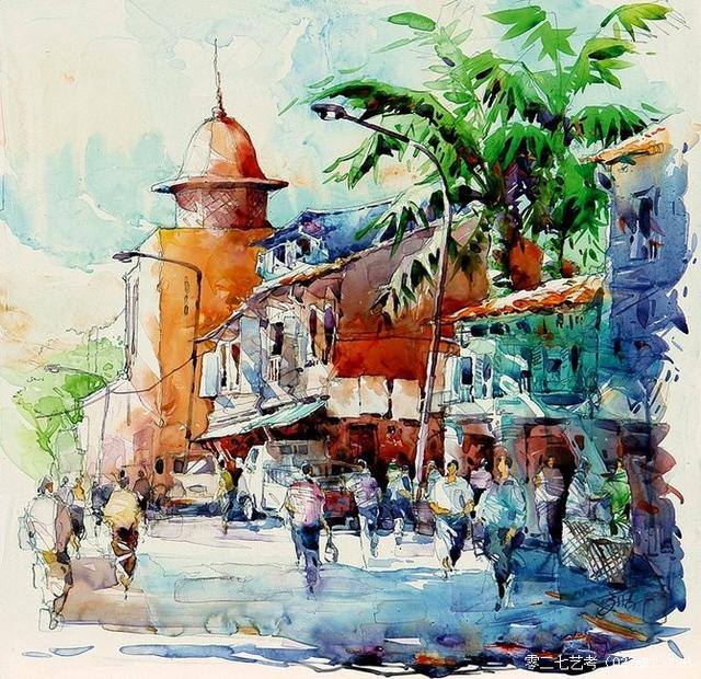 新加坡水彩画家Jack Tia Kee Woon风景水彩画欣赏