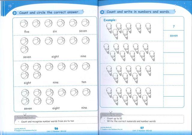 新加坡数学幼儿园N、K1、K2 learing maths 英文原版(本期资源)
