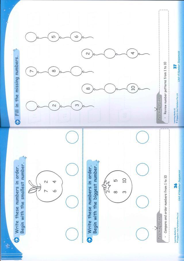 新加坡数学幼儿园N、K1、K2 learing maths 英文原版(本期资源)