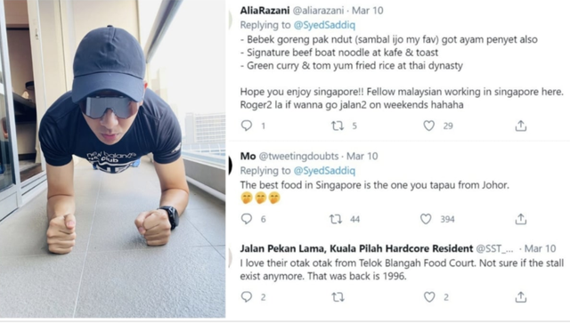 马来西亚政坛第一帅新加坡隔离秀肌肉，与网友互动称“想吃”