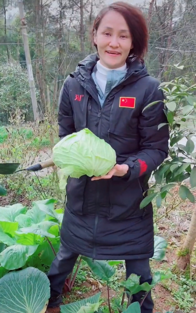 51岁跳水皇后接地气！打扮朴素亲自下田割菜，素颜出镜似冻龄