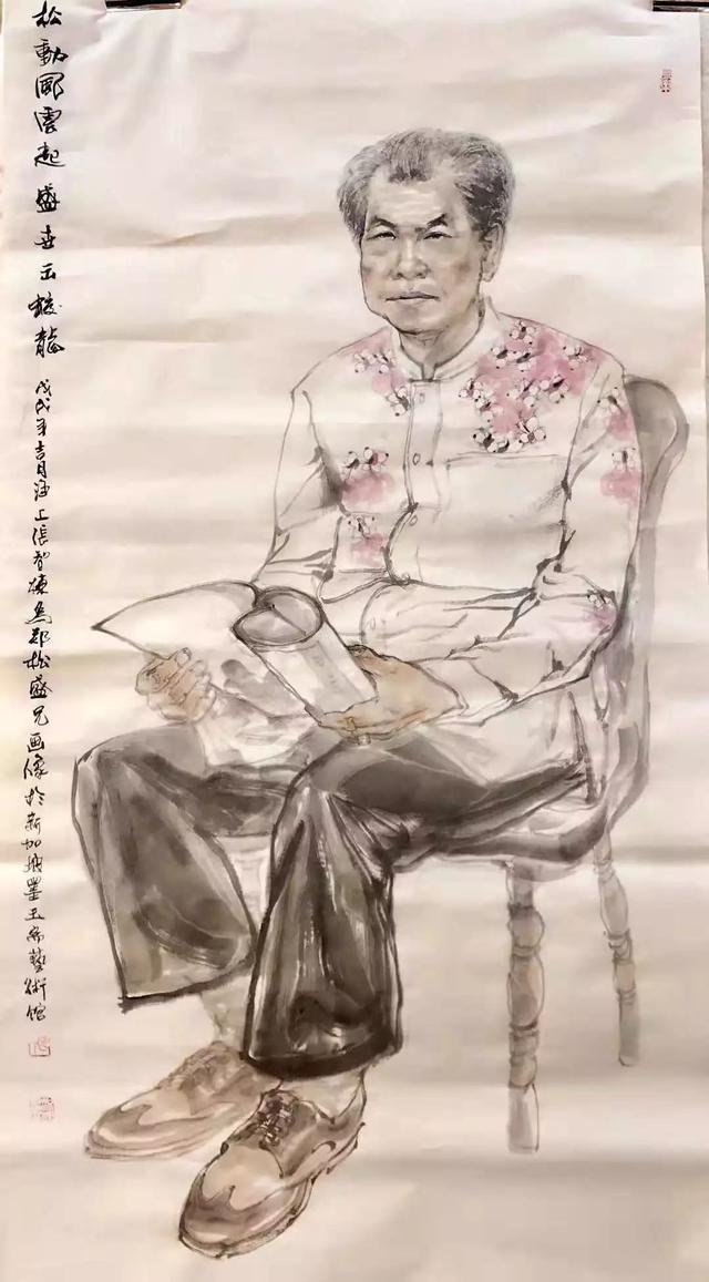 水墨画大师张智棟作品展期间为新加坡各界朋友绘制水墨肖像画